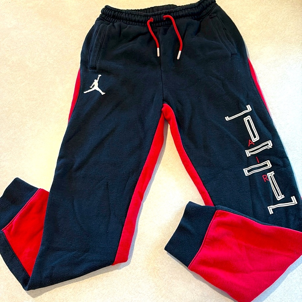 Jordan Black and Red Tapered Sweatpants